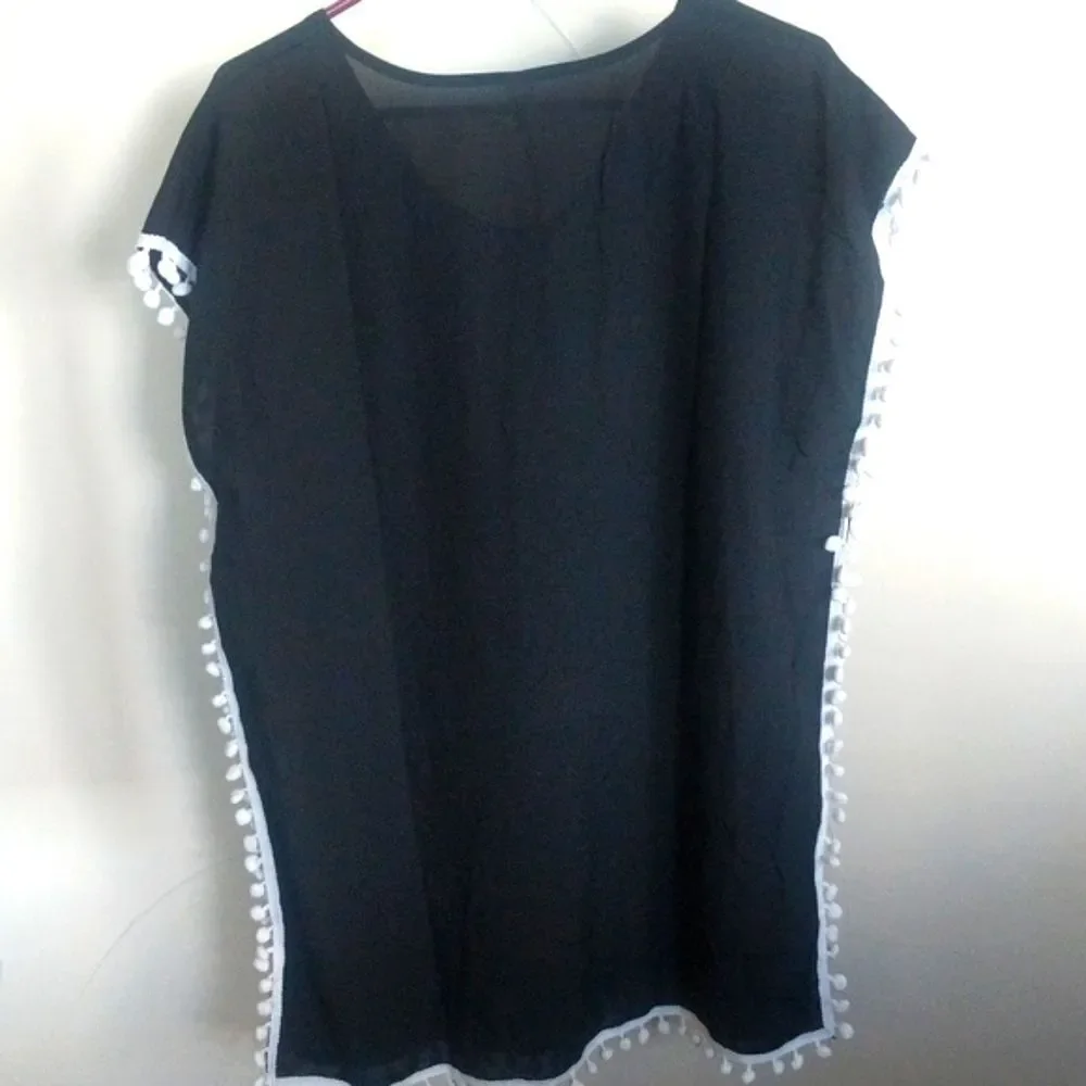 Black and White Lightweight Swimsuit Cover Up